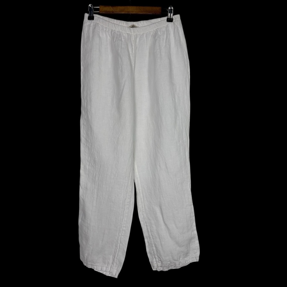 FRANCESCA BETTINI Italy 100% Linen Elastic Waist White Pants Size M